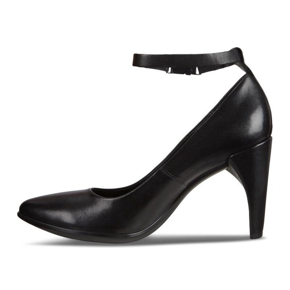 Pumps Mujer - ECCO Shape 75 Pointy Sleek 2.0 Ankle Strap Heels - Negros - PED975803